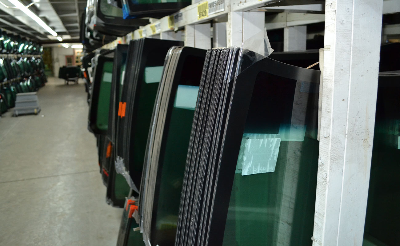 Car glass in warehouse